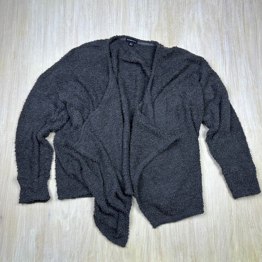 Beyond Yoga Gray Waterfall Draped Open Front Casual Cardigan Sweater Small
